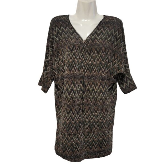 𝅺SPARKLY Brown and Black Zig Zag- One Size Fits Most - Picture 1 of 9